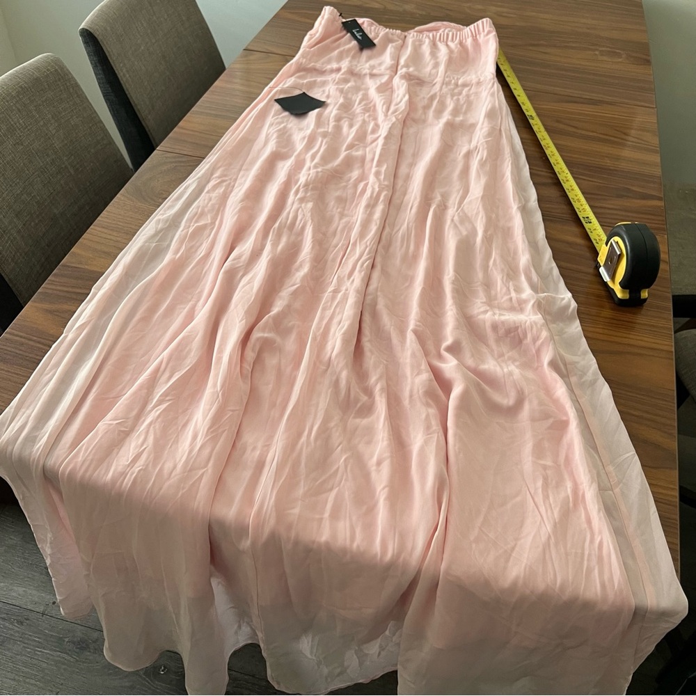 LULUS Women's Splendid Aura Chiffon Pleated Strapless Maxi Dress Size XL In Pink - Picture 11 of 12